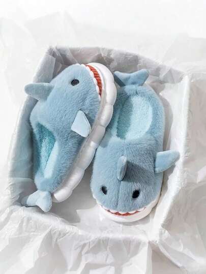 Unisex Cute Warm Plush Lined Slip-On Thermal Slippers With Thick Soles, Shark Design, Suitable For Autumn/Winter Indoor Home Use,Cute Stuff,Mother's Day Gift,Bedroom Decor,Garden,Kitchen Decor,Summer,Beach,Travel Essentials,Room Decor,Squishy,Graduation,Shoe Rack,Storage Saver,Outdoor,Garden,Travel Essential,Portable,Beach Essential,Graduation Season,Commencement,Graduation Ceremony,Graduation Gift,Graduation Present,Graduation Gift,Graduation Present,Congrats Grad,Congratulations Graduate,Valedictorian,Finish School,Graduation Party
