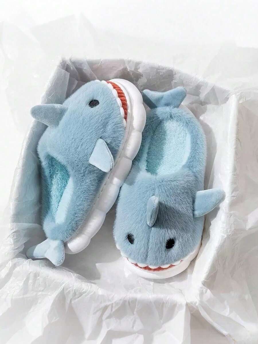 Unisex süße, warme, plüschgefütterte Schlüpfschuhe mit dicken Sohlen, Hai-Design, geeignet für Herbst/Winter Innenbereich Zuhause, süße Sachen, Muttertagsgeschenk, Schlafzimmerdekoration, Garten, Küchendekoration, Sommer, Strand, Reiseaccessoires, Raumdekoration, Quetschspielzeug, Abschluss, Schuhständer, Stauraum, Outdoor, Garten, Reiseaccessoire, tragbar, Strandaccessoire, Abschlusszeit, Abschlussfeier, Abschlussgeschenk, Abschlussgeschenk, Glückwunsch Absolvent, Glückwunsch Absolvent, Jahrgangsbester, Schule beendet, Abschlussfeier - Himmelblau - Übersicht 1