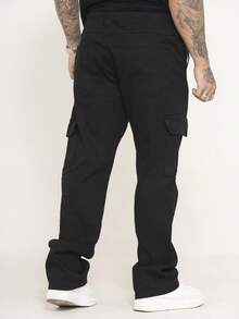Men's Cargo Pants In Twill And Denim, Comfortable Oversized Casual Fit With 6 Pockets, Skate Style - Black - View 8