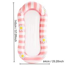 Pink Striped Daisy Print Mesh Inflatable Floating Pool Lounge Chair, Summer Water Fun - Pink - View 6