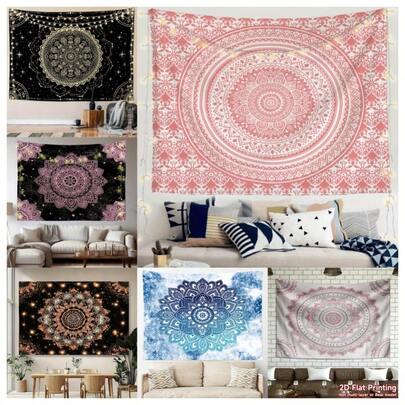 1 Bohemian Style Mandala Tapestry - 100% Polyester, Suitable For Indoor And Outdoor Decoration, Perfect As A Photography Prop For Various Festivals And Parties, No Power Required.