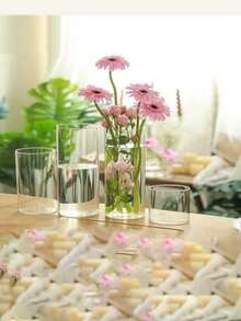 24件套透明玻璃圆柱花瓶套装，适用于餐桌摆饰、现代漂浮烛台、防风烛台、多用途花瓶、漂浮烛台，是婚礼餐桌摆饰、家居装饰和桌面展示的理想之选。 - 無色 - 查看 13