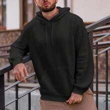 "LET ME ASK MY WIFE" - Men's Long-Sleeved Sweatshirt, Loose Fit, Suitable For Autumn And Winter Wear, Pullover. - Black - View 3
