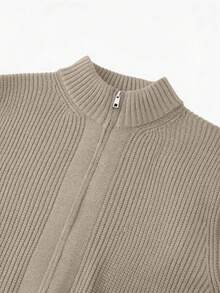 Men's Fashionable Zip-Up Cardigan Knit Sweater, Autumn/Winter - Camel - View 4