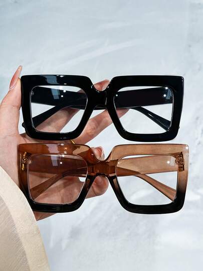 2D Flat - Anti-Blue Light Glasses, Retro Decorative Eyewear, Flat Glasses In Y2K Style,Suitable For Use With Computers, Mobile Phones, Games, And Reading.