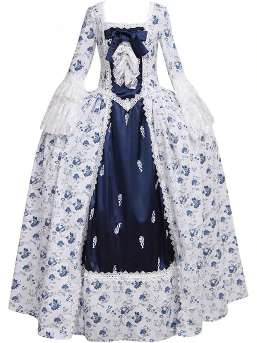 Women's Victorian Rococo Dress Inspiration Maiden Costume - Blue - View 1