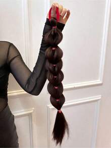 18-Inch Single Piece Black Long Straight Ponytail Hair Band With Rubber Band, Women's Synthetic Wig, Straight Hair, Universal Basic Style - Multicolor - View 9