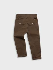 Boys' Letter Embroidery Casual Woven Pants - Coffee Brown - View 3