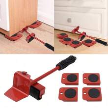 5 PCS Heavy Duty Furniture Shifter Lifter Set Wheel Moving Removal Slider Moving - Red - View 11