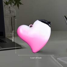 ACompatible For All Devices Heart-Shaped Lighter - Pink To White Gradient Cute Romantic Gift With Windproof Adjustable Flame, Compact & Durable Plastic Refillable (Fuel Not Included) - Love Gift For, Joke Novelty Lighter For / - 粉紅色心型打火機 - 查看 6