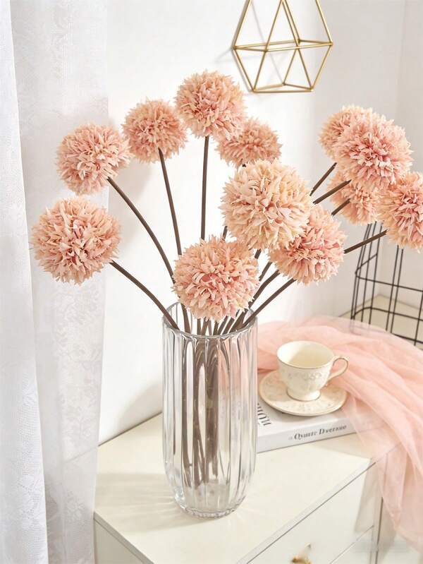 1 Bouquet Of Artificial Chrysanthemum, Dandelion, And Hydrangea Flowers, Suitable As Gift For Friends, Brides, Wedding Decoration, And Home/Office/Cafe/Party Decor