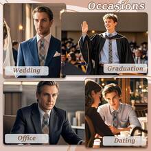 1pc Men's Fashion Striped Plaid Necktie, Versatile Business Style - Brown - View 5