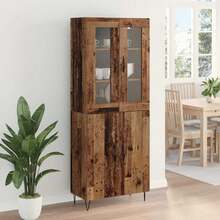 vidaXL Highboard Altholz 69,5 x 34 x 180 cm Holzwerkstoff - Gelb - Übersicht 4
