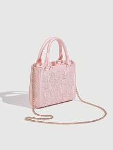 Bolsos de mujer: Bolso de mano de moda bordado con perlas, Clutch de fiesta cheongsam, Bolso de cadena, Bolso bordado con perlas, Bolso de hombro, Bolso de cadena de perlas - Rosa - Ver 2