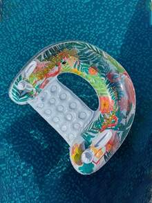 Inflatable U-Shaped Recliner Chair,Handed-Over Floating Water Seat With Water-Soluble Sequins, Rainbow U-Shaped Recliner, Floating Water Sofa, Hammock, Thick Swimming Ring With Cup Holes. - A - View 7