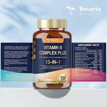 Totarias 13-In-1 Vitamin B Complex Plus With Vitamin B1, B2, B3 (Niacinamide), B4, B5, B6, B7 (Biotin), B8 (Inositol), B9 (Folate), B12, C, D3, K2 - Energy, Nerve, Immune, Skin Support - 120 Vegan Capsules Healthcare Supplement, Free Shipping, Daily Supplement, For Women - 120抽 - 查看 2