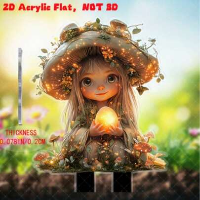 2D平面设计，发光魔法蘑菇仙女蛋 - 2D亚克力花园装饰品，复活节户外装饰，适用于草坪和门 | 无需用电，完美的节日礼物，仙女花园装饰品，户外装饰，奇趣装饰 | 经久耐用