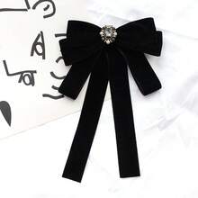 Women's Matte Black Faux Pearl Bowknot Brooch, Versatile Ribbon Decor Accessory, Academic Style - Multicolor - View 8
