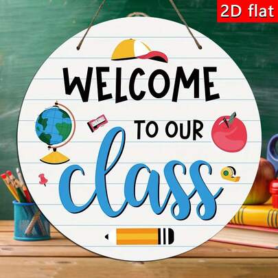 1pc Wooden "Our Classroom" Entrance Sign Decor, Teacher Education Plaque, School Year Door Sign, Wooden Classroom Decoration Door Plaque