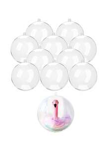 10pcs Transparent Fillable Ornament Balls, 8 Different Sizes, DIY Plastic Acrylic Fillable Balls For Halloween, Christmas Party Decoration - Transparent - View 19