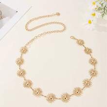 New European & American Sexy Metal Sunflower Waist Chain Dress, Unique Design Waist Belt Chain For Women - Gold - View 8