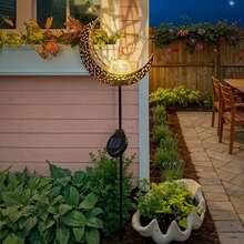 1 pieza Luz solar creativa de la luna y el planeta para el jardín - Decoración para patio y jardín al aire libre, adecuada para fiestas, Ramadán y decoraciones de Eid, opción de regalo - Multicolor - Ver 6