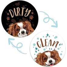 Clean Dirty Magnet For Dishwasher,Dishwasher Magnet Clean Dirty Sign,Puppy Pattern (White And Black) - / - View 1