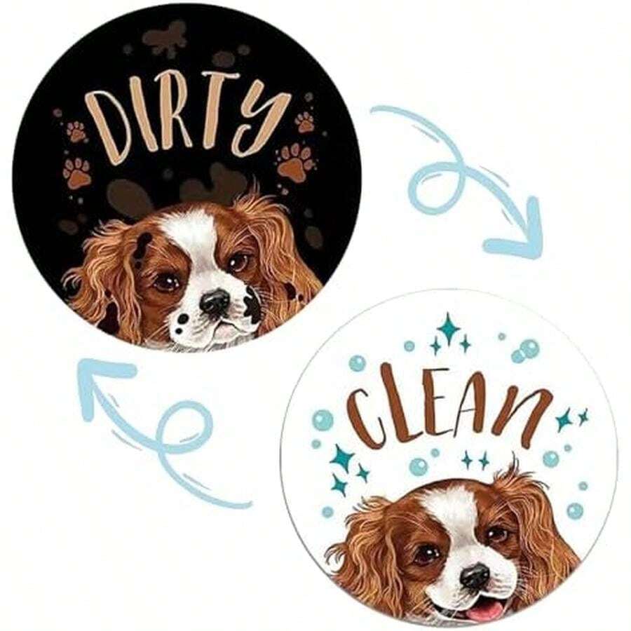 Clean Dirty Magnet For Dishwasher,Dishwasher Magnet Clean Dirty Sign,Puppy Pattern (White And Black) - / - View 1