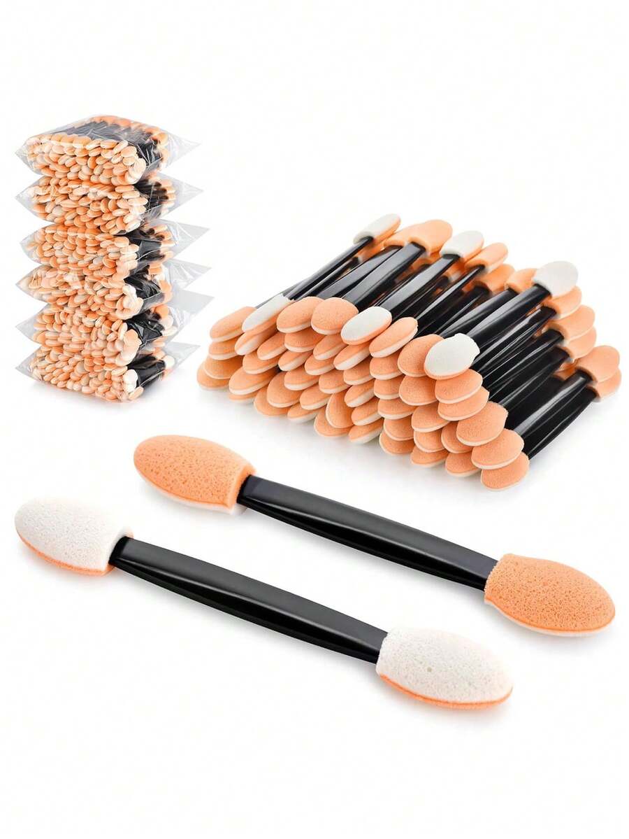 100 piezas Aplicadores desechables de sombra de ojos, pinceles aplicadores de sombra de ojos de doble cara, aplicadores de esponja para maquillaje de ojos, regalos - Multicolor - Ver 1