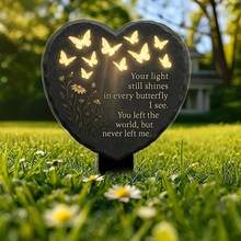 New Butterfly Heart Shaped Garden Plaque - A - View 3