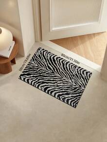 1pc Zebra Print, Giraffe Print Decorative Rug, Soft Velvet Yellow Black Zebra Pattern, Pink Black Zebra Pattern, Fashionable Geometric, Art Carpet Suitable For Bedroom, Kitchen, Farmhouse, Living Room, Decorative Mat, Home Decor, Applicable To Living Room, Bedroom, Office Simple Room Decor - Multicolor - View 13