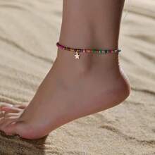 Bohemian Vacation Style Colorful Bead Heart Star Pendant Women'S Anklet - XY-838 - 查看 4
