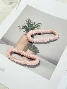2pcs 100% Pure Silk Scrunchies, 2026 Spring Large Silk Hair Ties, Soft & Smooth, Damage-Free Daily, Casual, Party, Travel Hair Accessories, Luxury Large Hair Bands Fast Shipping - Pink - View 15