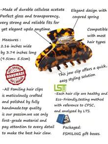 2 Pack Big Hair Claw Clips Tortoise Shell Nonslip Large Claw Clip For Women Celluloid Leopard Print Jaw Clips For Thick Hair - Tortoiseshell Banana Hair Clip - View 3