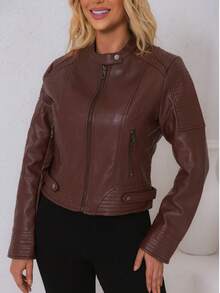 Women's Jacket Look Suede | Faux Leather Style | Lightweight And Stylish - Yellow - View 6