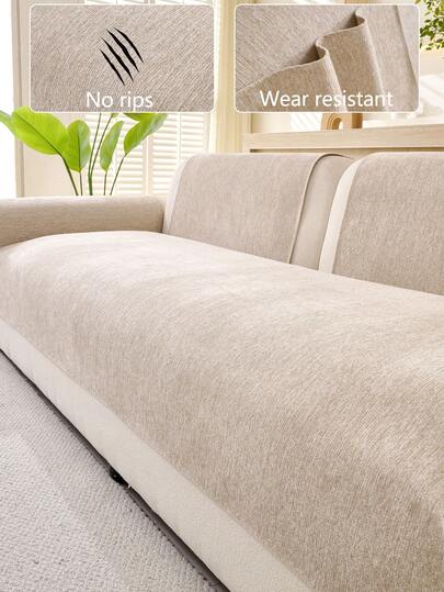 1pc Versatile Comfortable Chenille Sofa Cushion Cover, Modern Minimalist Non-Slip Sofa Seat Pad, Dust-Proof And Washable Sofa Slipcover, Soft And Colorfast, Pet-Friendly Protector Suitable For Bedroom, Office, Living Room, L-Shaped Sofa And 1/2/3/4-Seat Sofa
