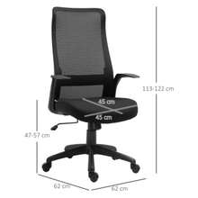 Mesh Office Chair, Ergonomic Office Chair, Height-Adjustable Swivel Chair, Black - Black - View 3
