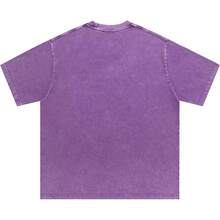 Laixton Men's Pattern T-Shirt Unisex Cotton Oversized T-Shirt Short Sleeve Retro Streetwear Casual T-Shirt Top Comfortable Washed Cotton T-Shirt - 別緻的紫色 - 查看 5