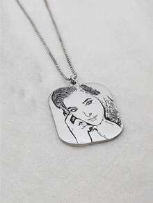 1pc Customized Photo Minimalist Painting Stainless Steel Multi-Shape Necklace, Fashionable, Minimalist, Casual, Retro, Y2K Style, Customizable, Personalized, Unique, Ideal Gift For Boyfriend, Girlfriend, Mom, Family, Friends, Daughter, Son, Grandparents - Multicolor - View 29