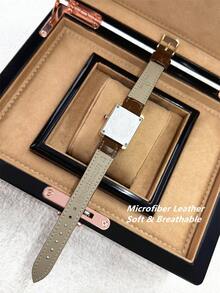 Pablo Raez 1pc 18K Gold Ladies Classic Wristwatch Rectangle Golden Plated Non Tarnish Color Vintage Women Watch Stainless Steel Square Top Brand New Design Dress Quartz Clock Elegant Retro Lady Watch Fashionable White Face With Real Bar &Roman Numeral Scales High Quality AAA Girls Students Popular Wristwatch Comfortable Brown - 均碼 - 查看 9
