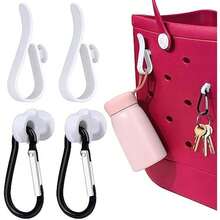 AIERSA Inserts Hooks Accessories For Bogg Bags, Charms Key Holder Carabiner, Pouch Earphone Tassel Keychain Cup Holder Attachment Compatible With  Rubber Beach Totes - 白色 - 查看 1