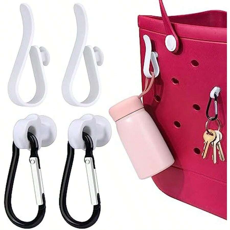 AIERSA Inserts Hooks Accessories For Bogg Bags, Charms Key Holder Carabiner, Pouch Earphone Tassel Keychain Cup Holder Attachment Compatible With Rubber Beach Totes - 白色 - 查看 1