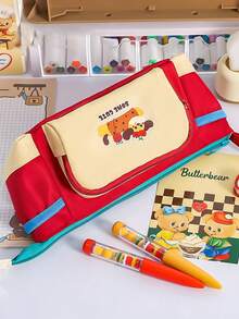 1个可爱卡通狗图案大容量8格高品质学生铅笔盒，文具收纳包，儿童返校礼物 - 莓果小狗 - 查看 9