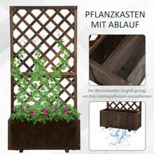 Raised Planter With Trellis, Wooden Planter 72.5 X 31.5 X 149.5 Cm, Ideal For Climbing Plants And Roses In The Garden. - Brown - View 4