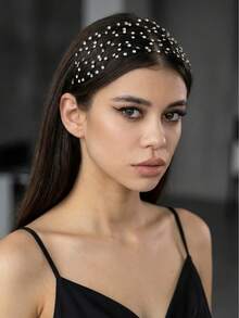 闪亮水晶水钻网状发箍，复古20世纪20年代风格发网，轻盈水晶新娘发饰，适合婚礼、派对和正式场合。 - 彩色 - 查看 3