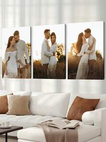 3pcs/Set Personalized Framed Canvas Wall Art, Wedding Memento, Mother's Day, Father's Day, Easter, Graduation, Birthday Gift For Boyfriend, Girlfriend, Best Friend, Family Reunion, Gallery Wall Art, Aesthetic Bedroom Wall Decor, Anniversary Gift - Multicolor - View 4