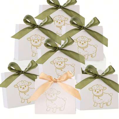 20pcs/4pcs Optional Middle Eastern Crescent Moon Gift Box With Ribbon, Mini "Lamb" Suitable For Small Gift Packaging, Ideal For Special Occasions And Eid Al-Adha, Eid Al-Fitr Celebrations, Random Color And Style Gift Box For Birthday, Wedding