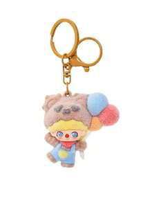 1个植绒树脂DIY手机挂件，毛茸茸的耳朵和生动的脸庞，粉色及多种颜色可选，耐用树脂材质，适用于背包、钥匙等，是送给女性和青少年的绝佳礼物（生日、情人节）——单吊坠配件，背包装饰，趣味设计，迷人吊坠，钥匙链装饰，青少年配饰，贴心礼物，可爱爱好者，包包挂饰，可伸缩挂绳，萌宠 - 彩色 - 查看 3