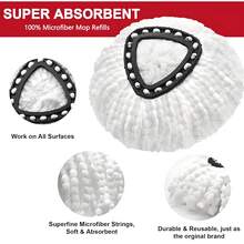 [3 Pack]Spin Mop Replace Head, EasyWrin Spin Mop Head Refill, Universal Microfiber Replacement Mop Heads, Machine Washable, Deep Cleaning And Easy-To-Replace(White) - A - 查看 7