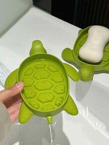 1pc Creative Soap Dish, Cute Cartoon Turtle Soap Holder, Bathroom Waterless Draining Soap Tray Storage Rack - Multicolor - View 4